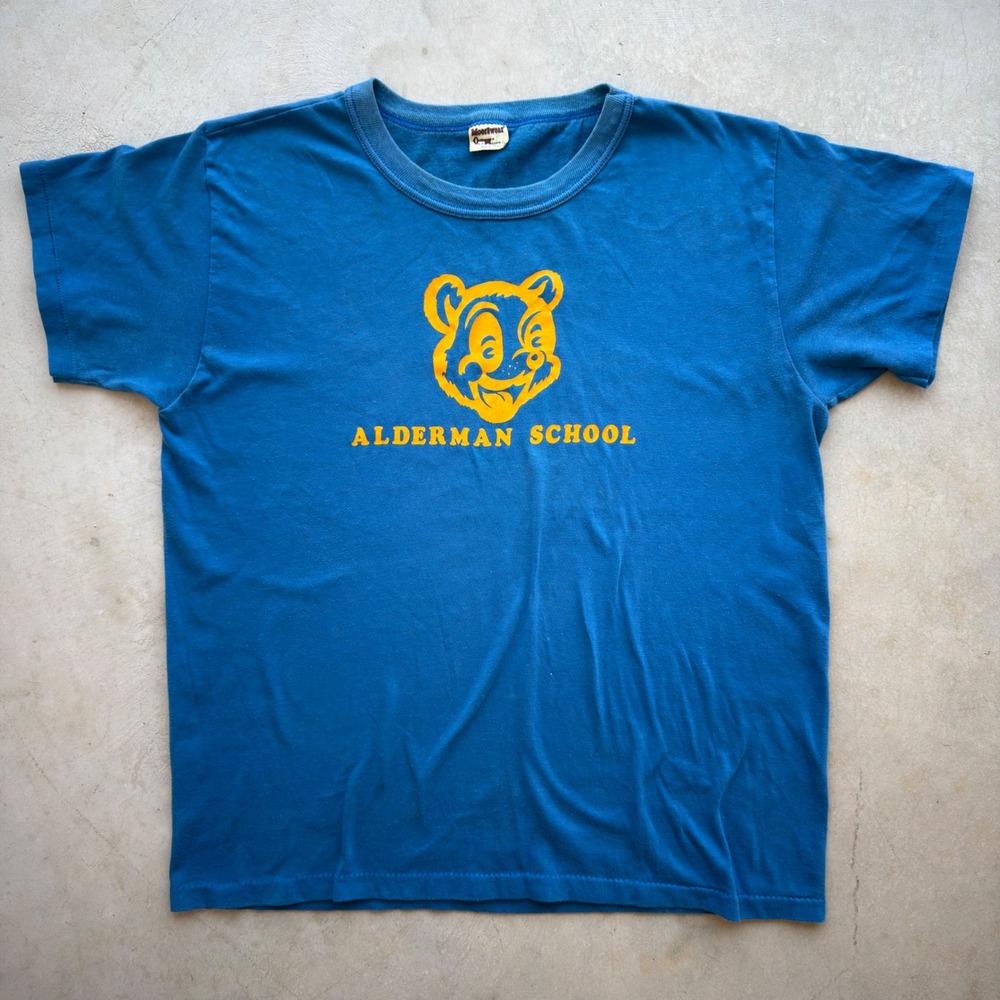 Vintage Moorewear Alderman School Blue Graphic T-Shirt Single Stitch Men L